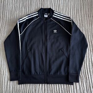 Adidas Women’s Black Track Jacket with White Stripes